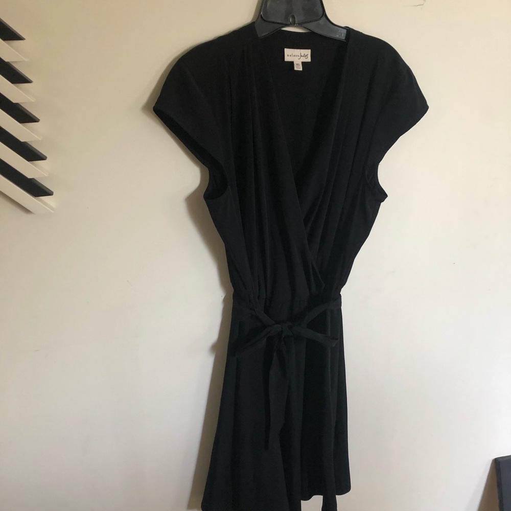 Mason Jules Short faux wrap dress. Black.